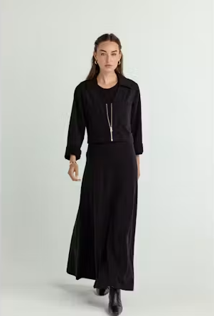 Su214 Black Maxi Skirt