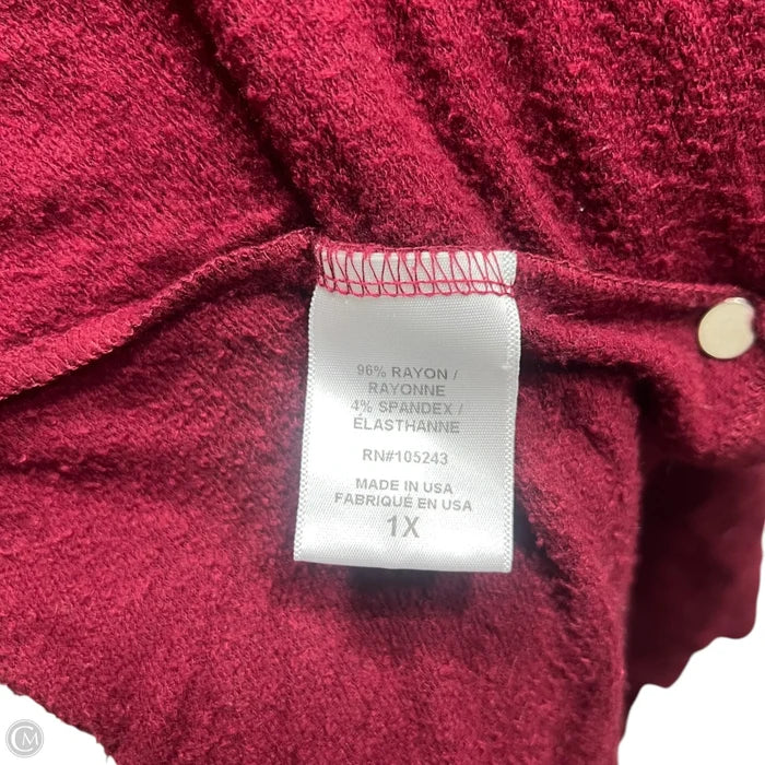 Sweater Cardigan By Bobeau In Red, Size: 1x