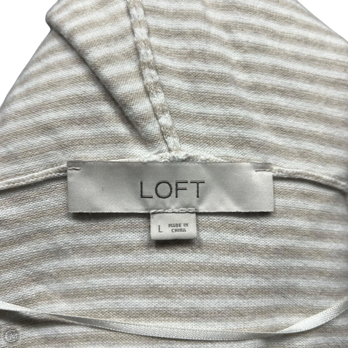 Sweater Cardigan By Loft In Tan & White, Size: L