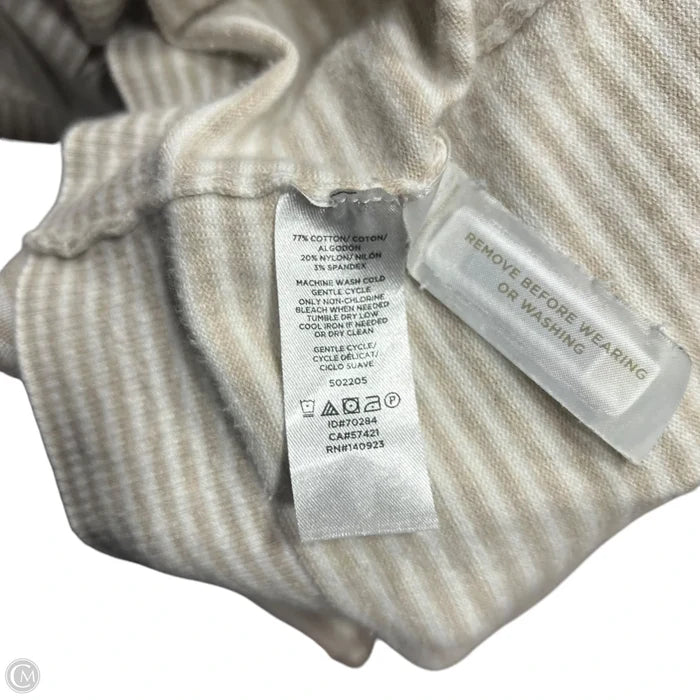 Sweater Cardigan By Loft In Tan & White, Size: L