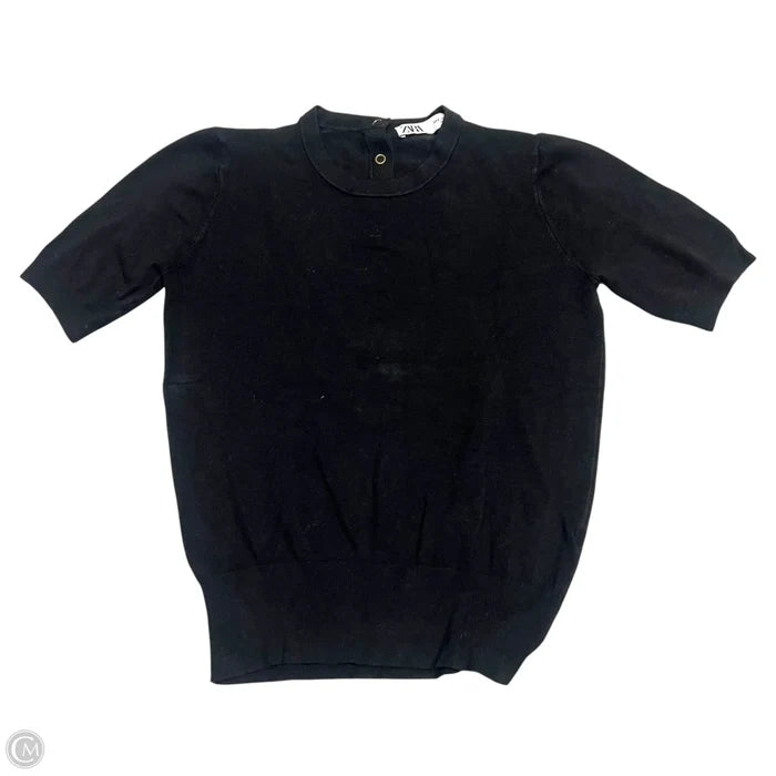 Sweater Short Sleeve By Zara In Black, Size: S