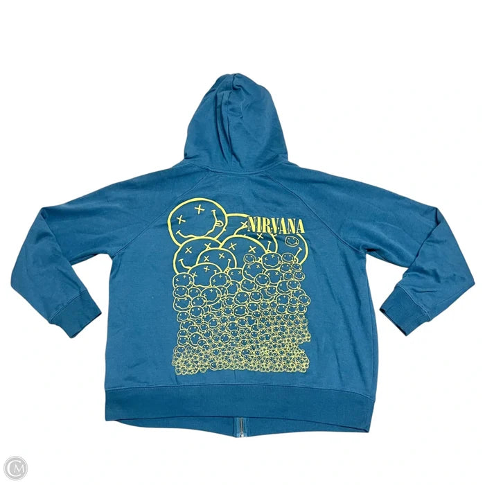 Sweatshirt Hoodie By Nirvana In Blue & Yellow, Size: S