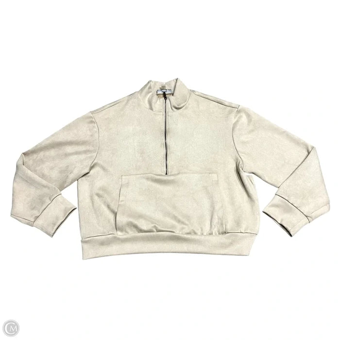 Sweatshirt Hoodie By Tahari In Tan, Size: L