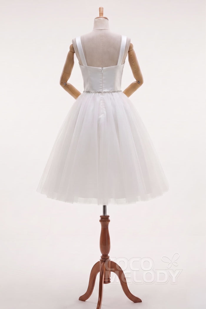 Sweetheart Beaded Tulle Short-Mini Little White Dress CW3381