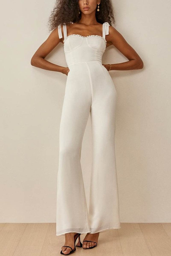 Sweetheart Floor Length Chiffon Wedding Jumpsuit 904145641844 - COCOMELODY