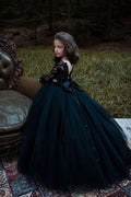 Sweetheart Illusion Neck Lace Long Sleeve Tulle Flower Girl Dresses 617804439666
