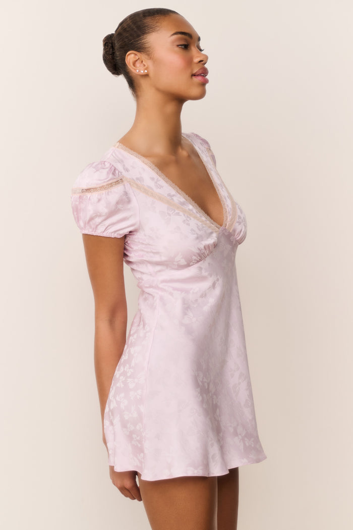 Sylara Silk-Blend Bow Jacquard Mini Dress