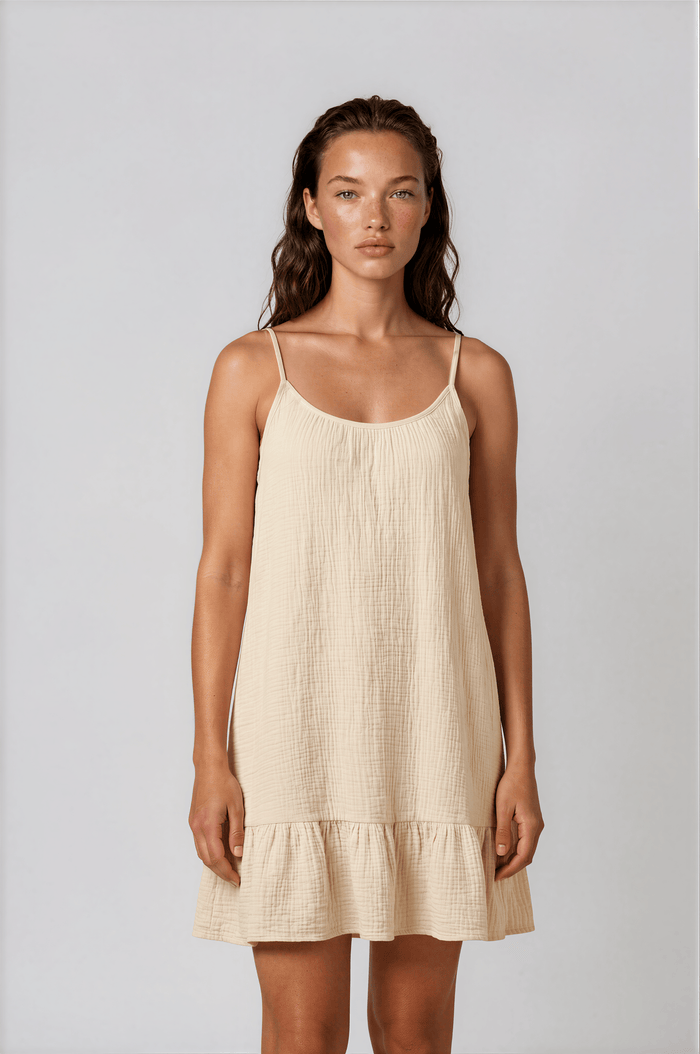 Dresses APLA Taf Shiny Mini Strap Dress Ecru O/S / Ecru Apoella