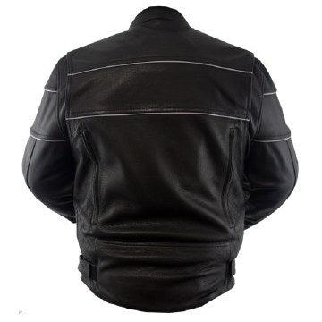 Additional view of the Eagle Leather Tall Reflective jacket showing hand warmer pockets and stretch side panels