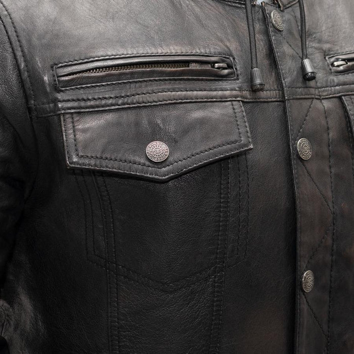 Additional view of the Eagle Leather Tall Vendetta jacket showing the removable zip-out hood