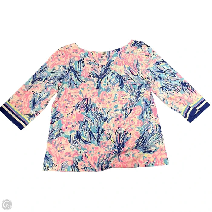 Top 3/4 Sleeve Designer By Lilly Pulitzer In Blue, Size: Xl