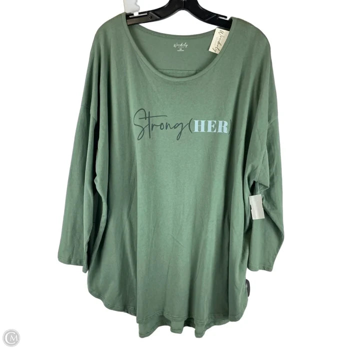 Top Long Sleeve Basic By Wonderly In Green, Size: 3x