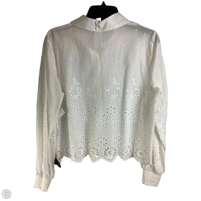 Top Long Sleeve By Cabi In White, Size: M