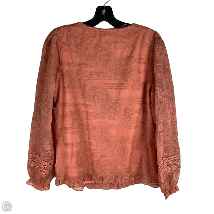 Top Long Sleeve By Cato In Coral, Size: M