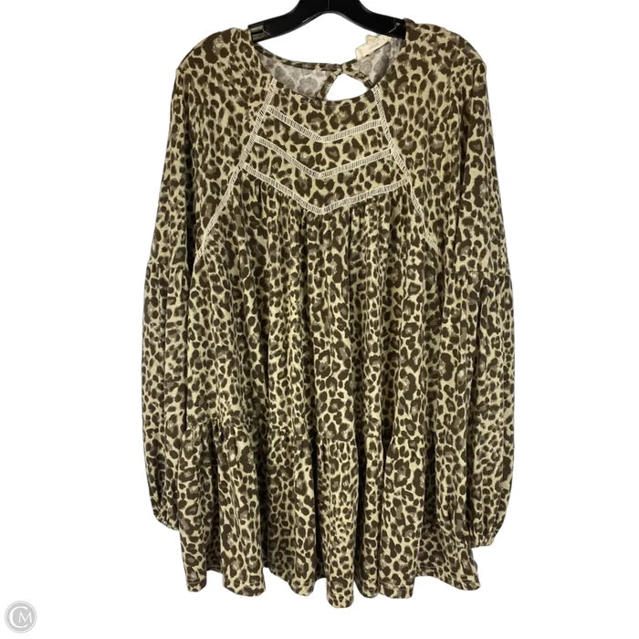 Top Long Sleeve By Entro In Animal Print, Size: 1x