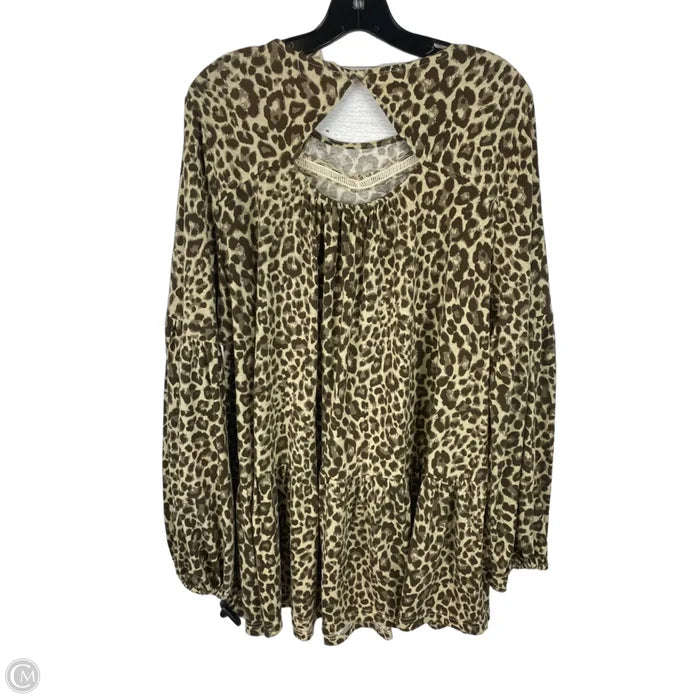 Top Long Sleeve By Entro In Animal Print, Size: 1x