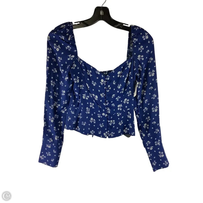 Top Long Sleeve By Reformation In Blue & White, Size: 2
