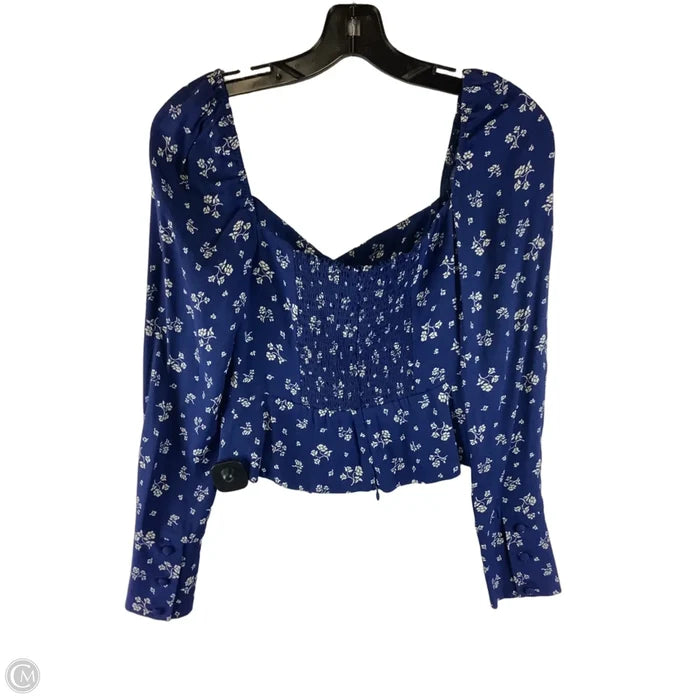 Top Long Sleeve By Reformation In Blue & White, Size: 2