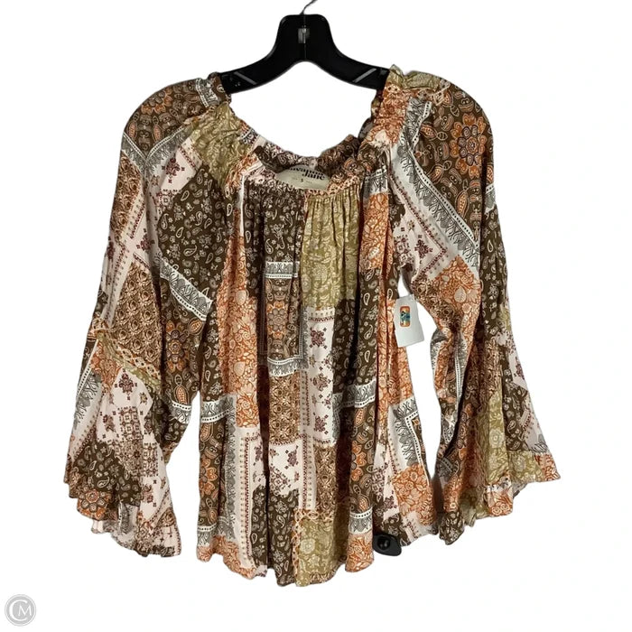 Top Long Sleeve By Savanna Jane In Brown, Size: S