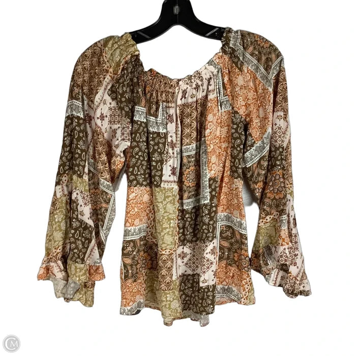 Top Long Sleeve By Savanna Jane In Brown, Size: S