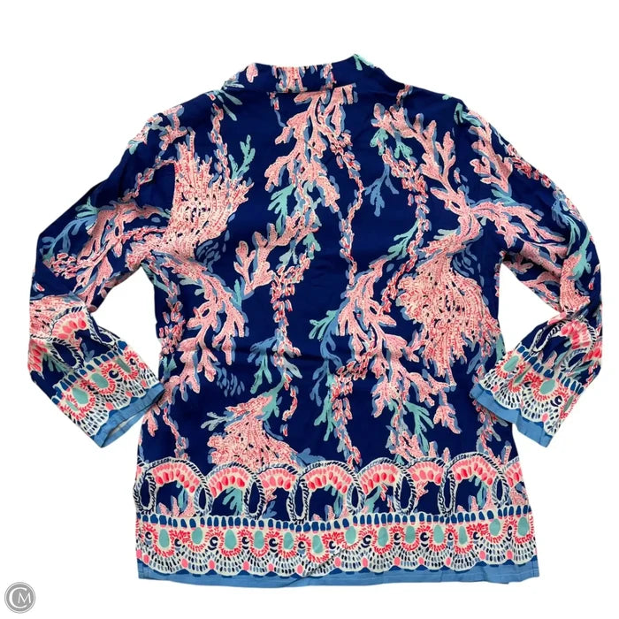 Top Long Sleeve Designer By Lilly Pulitzer In Blue & Pink, Size: Xs