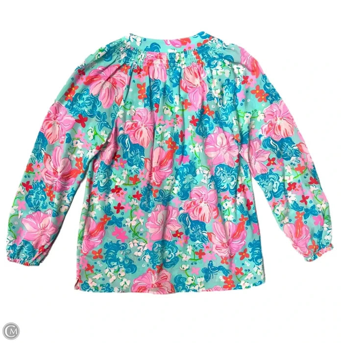 Top Long Sleeve Designer By Lilly Pulitzer In Blue & Pink, Size: Xs