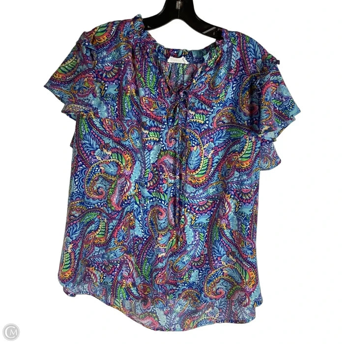Top Short Sleeve By Emily Wonder In Blue, Size: 1x