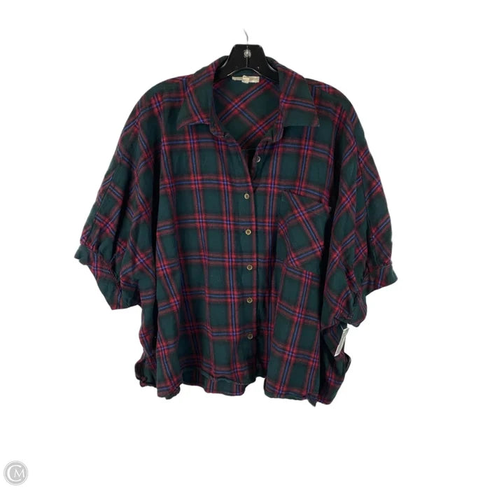 Top Short Sleeve By Entro In Plaid Pattern, Size: M