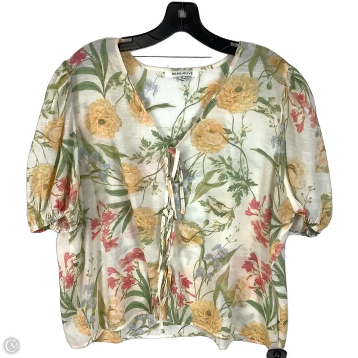 Top Short Sleeve By Rose And Olive In Floral Print, Size: Xl