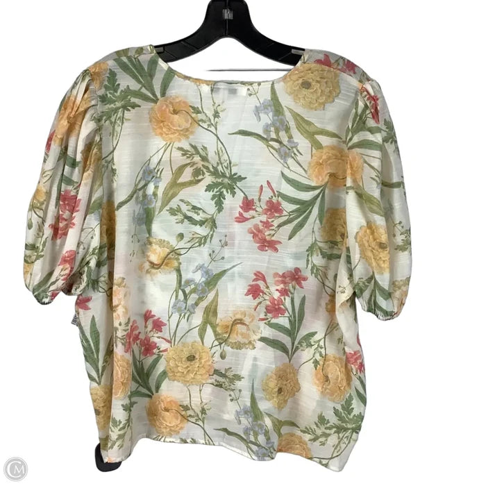 Top Short Sleeve By Rose And Olive In Floral Print, Size: Xl