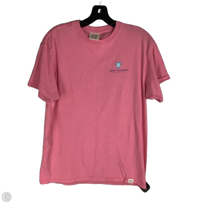 Top Short Sleeve By Simply Southern In Pink, Size: M