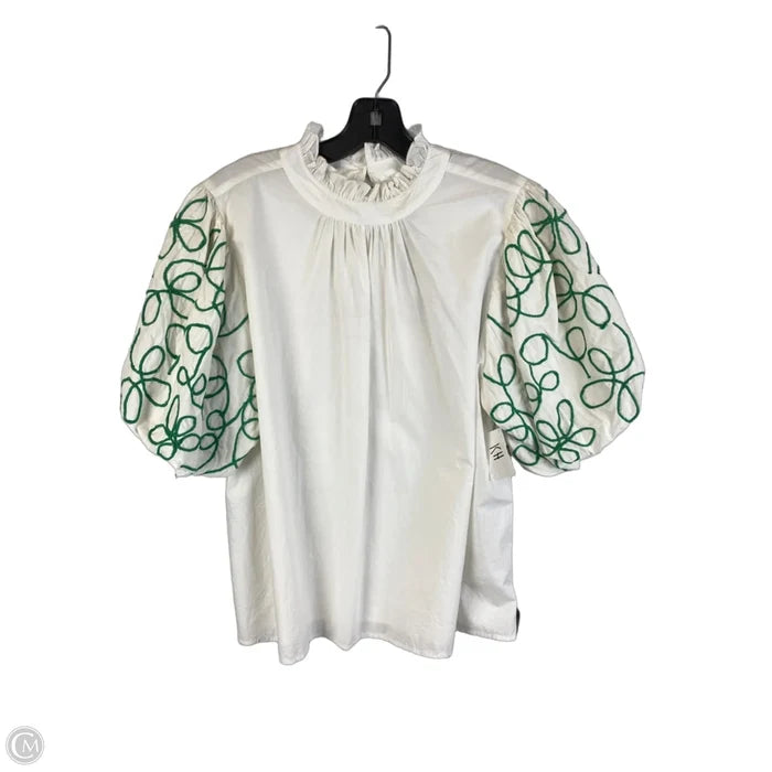 Top Short Sleeve By Thml In Green & White, Size: Xl