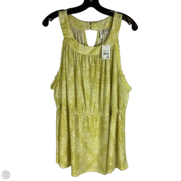 Top Sleeveless By Cato In Yellow, Size: 2x (22/24)