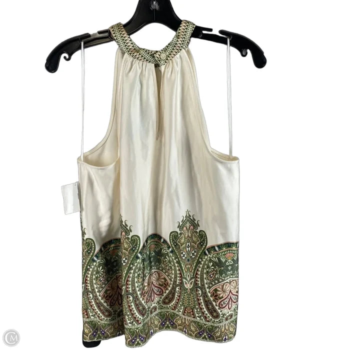 Top Sleeveless By Liverpool In Green & White, Size: M
