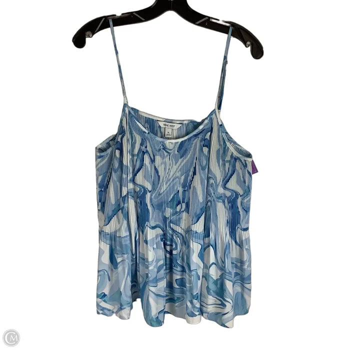 Top Sleeveless By Nine West In Blue & White, Size: Xl
