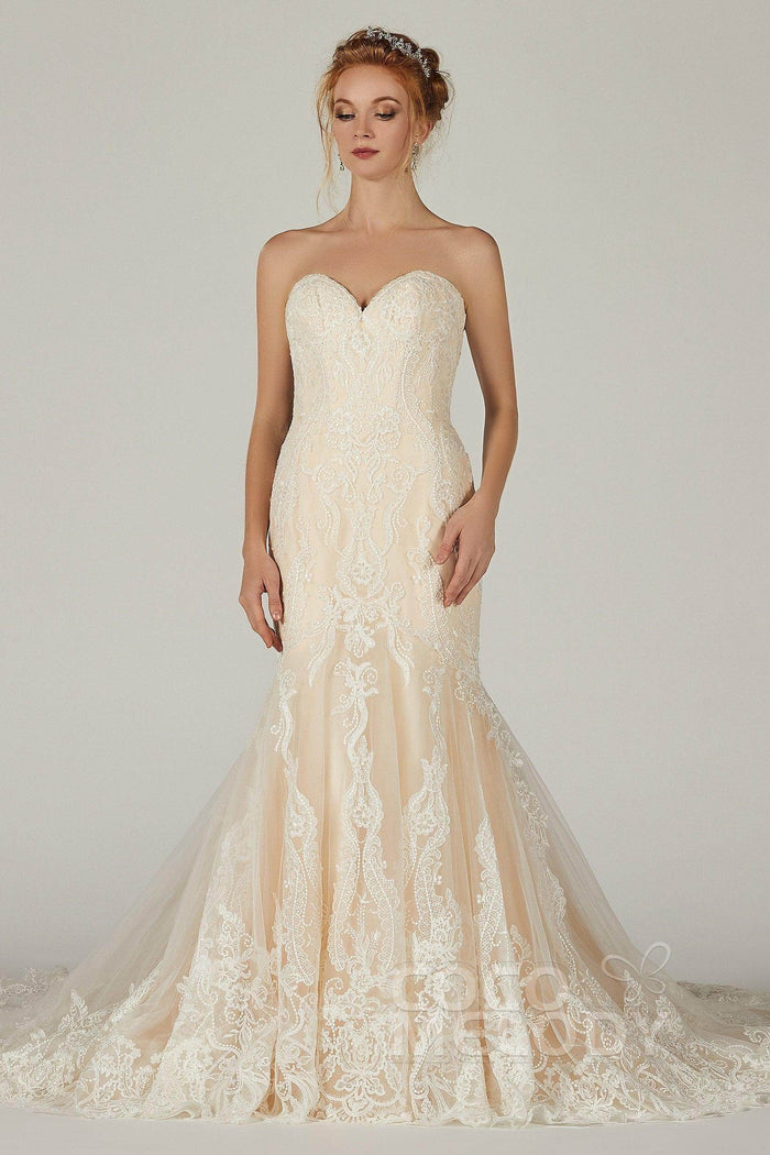Trumpet-Mermaid Chapel Train Tulle Wedding Dress CW2298CR - COCOMELODY