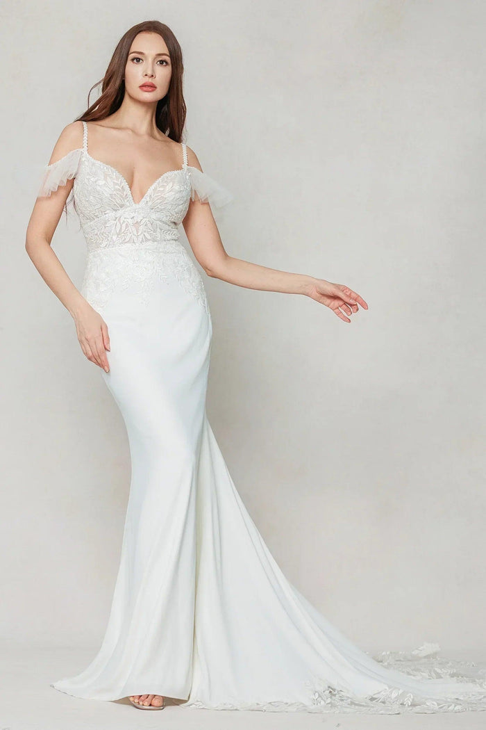 Trumpet-Mermaid Court Train Stretch Satin Wedding Dress CW3617 - COCOMELODY