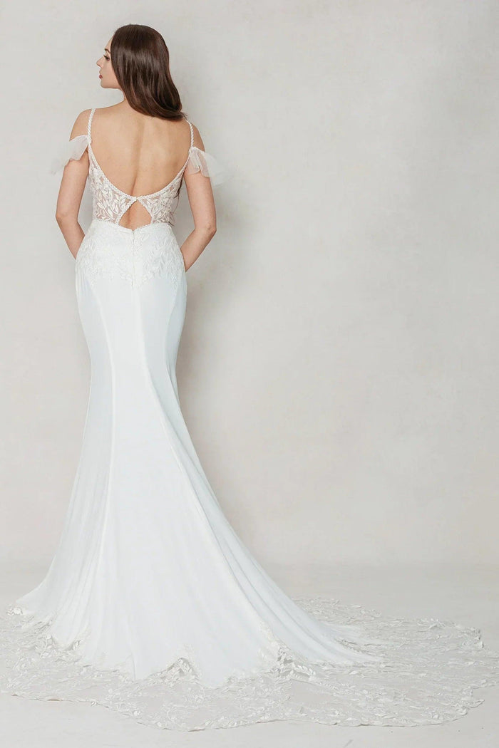 Trumpet-Mermaid Court Train Stretch Satin Wedding Dress CW3617 - COCOMELODY