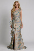 Trumpet-Mermaid Floor Length Jacquard Mother of the Bride Dress CM0419