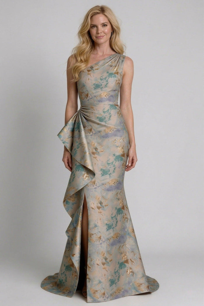 Trumpet-Mermaid Floor Length Jacquard Mother of the Bride Dress CM0419