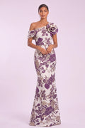 Trumpet-Mermaid Floor Length Jacquard Mother of the Bride Dress CM0483
