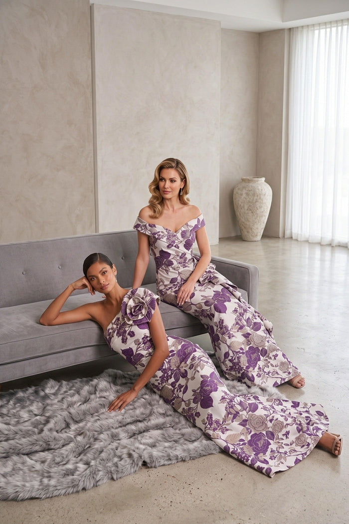 Trumpet-Mermaid Floor Length Jacquard Mother of the Bride Dress CM0483
