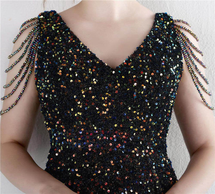 Trumpet-Mermaid Floor Length Sequins Dress 682786662179 - COCOMELODY