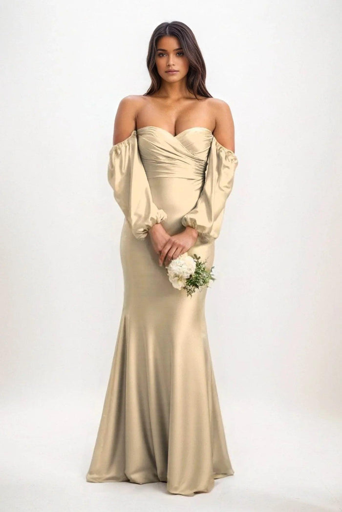 Trumpet-Mermaid Maxi Luxe Satin Dress CB0817CS - COCOMELODY