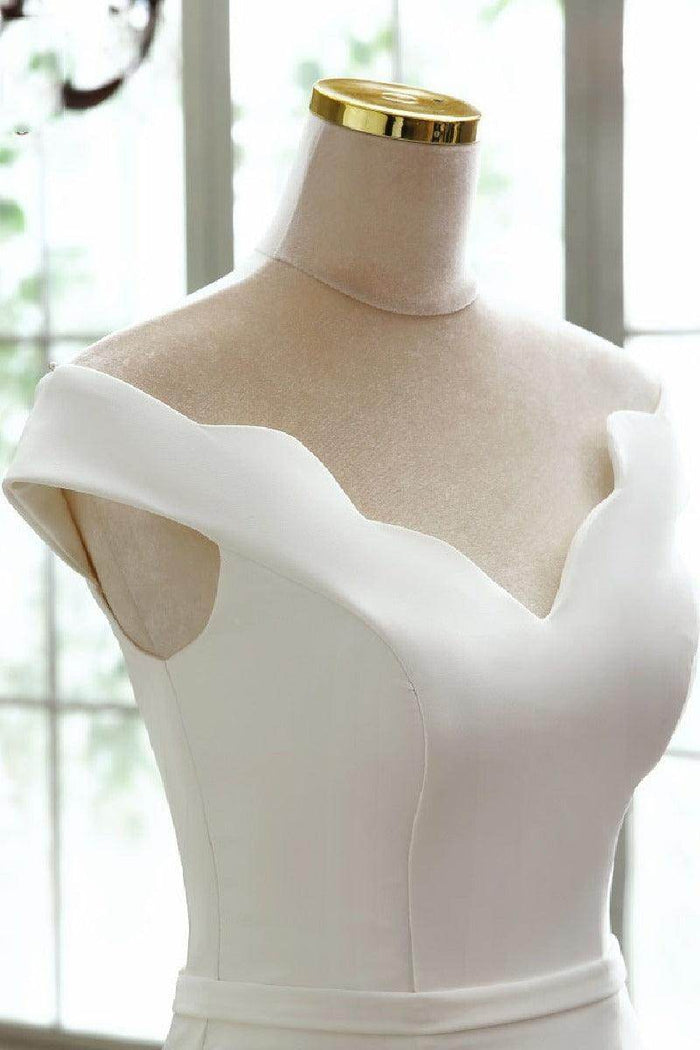 Trumpet-Mermaid Sweep-Brush Train Satin Wedding Dress 668249752543 - COCOMELODY