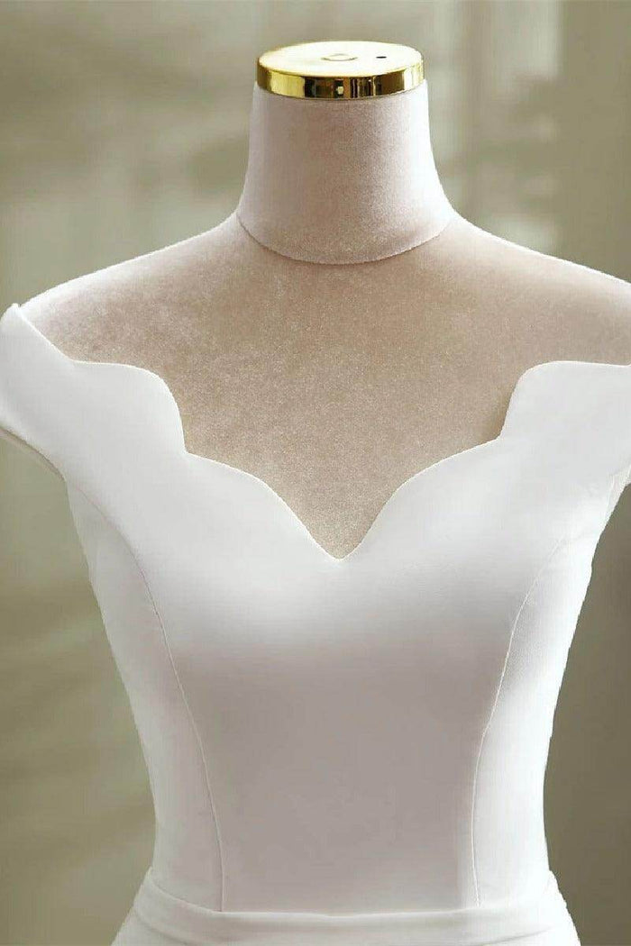Trumpet-Mermaid Sweep-Brush Train Satin Wedding Dress 668249752543 - COCOMELODY