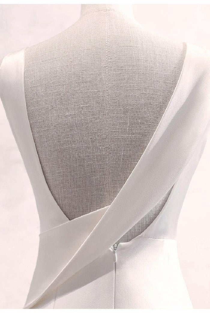 Trumpet-Mermaid Sweep-Brush Train Satin Wedding Dress 677606919790 - COCOMELODY