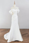 Trumpet-Mermaid Sweep-Brush Train Satin Wedding Dress 730322630162 - COCOMELODY