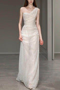Trumpet-Mermaid Sweep-Brush Train Sequined Wedding Dress 732909013694 - COCOMELODY