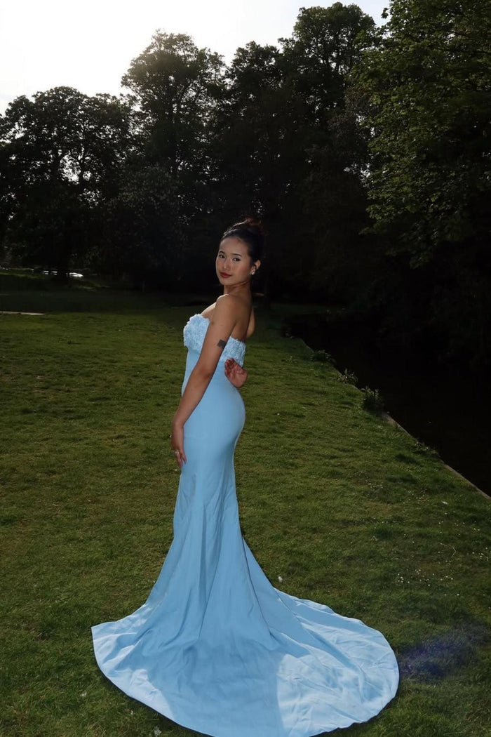 Trumpet-Mermaid Sweep-Brush Train Stretch Crepe Formal Dress CS0591